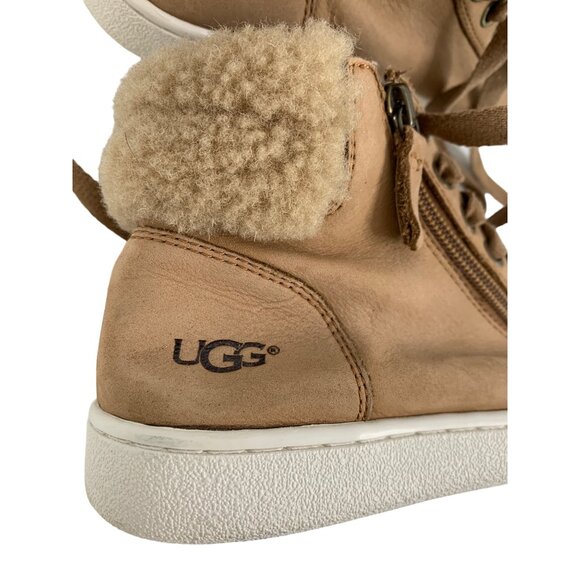 UGG 1019716 Alameda Zip Sneaker Boot Women 6.5 Shoe Leather Sherpa Mid 6986 - Picture 3 of 10